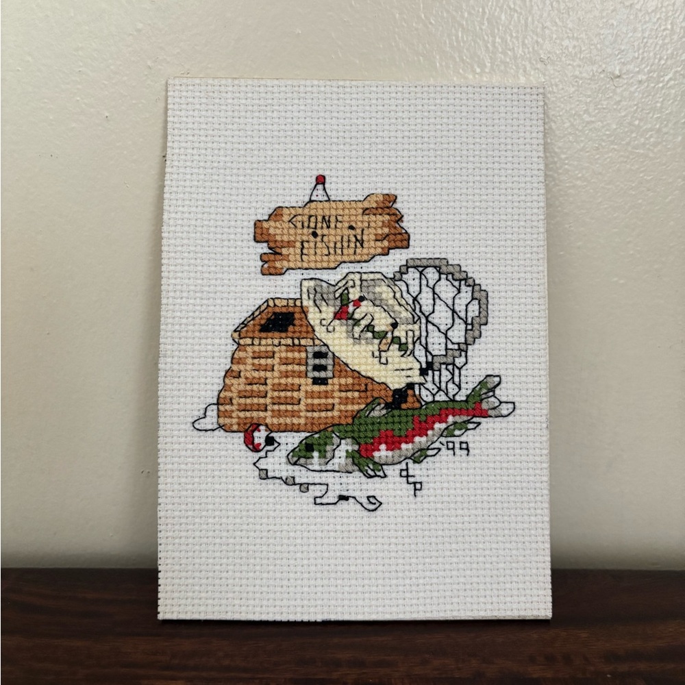 Gone Fishin' Cross Stitch Art